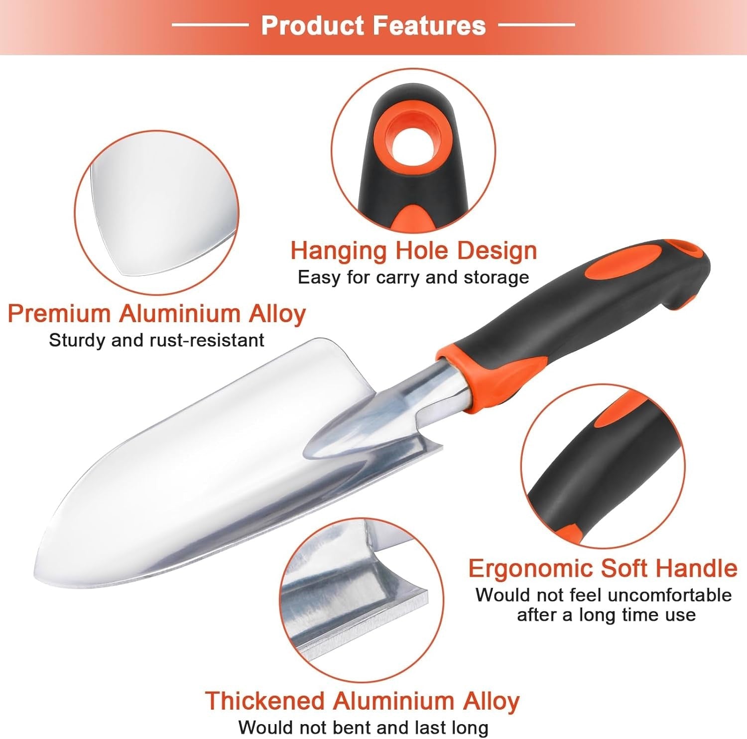 new Garden Shovel Hand Trowel, Heavy Duty with Orange