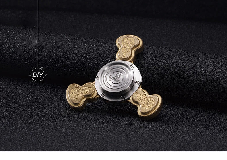 FEGVE Diy Fidget Hand Spinner Triangle Matte Brass/Copper Finger Toy EDC 07FC0E-D4 - KOEEK