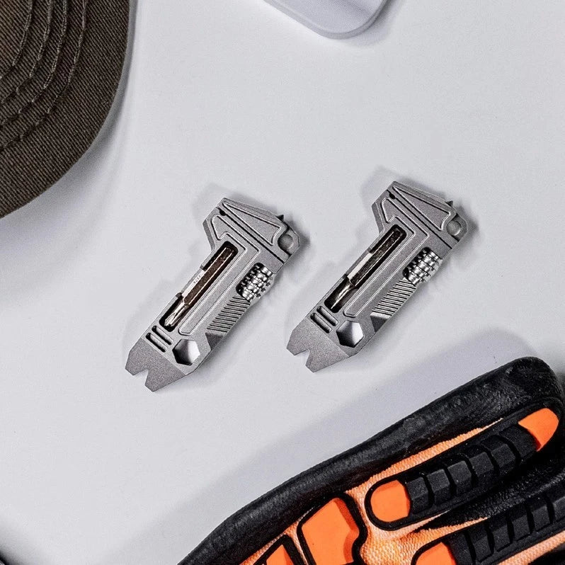 EDC Titanium Multi-Tools Adjustable Wrench Pocket w/ Bit Holder Keychain Gadget 07FC0E-D4 - KOEEK
