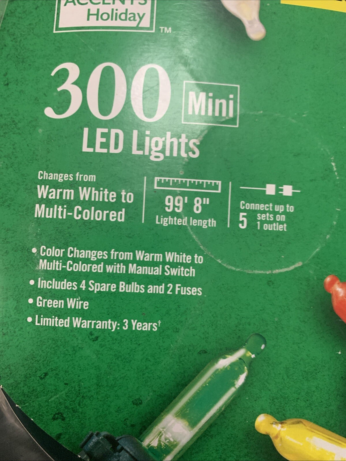 HOME ACCENTS 300 COLOR CHANGING WHITE MULTICOLOR LED 2X BRIGHT STRING LIGHTS WHITE - KOEEK