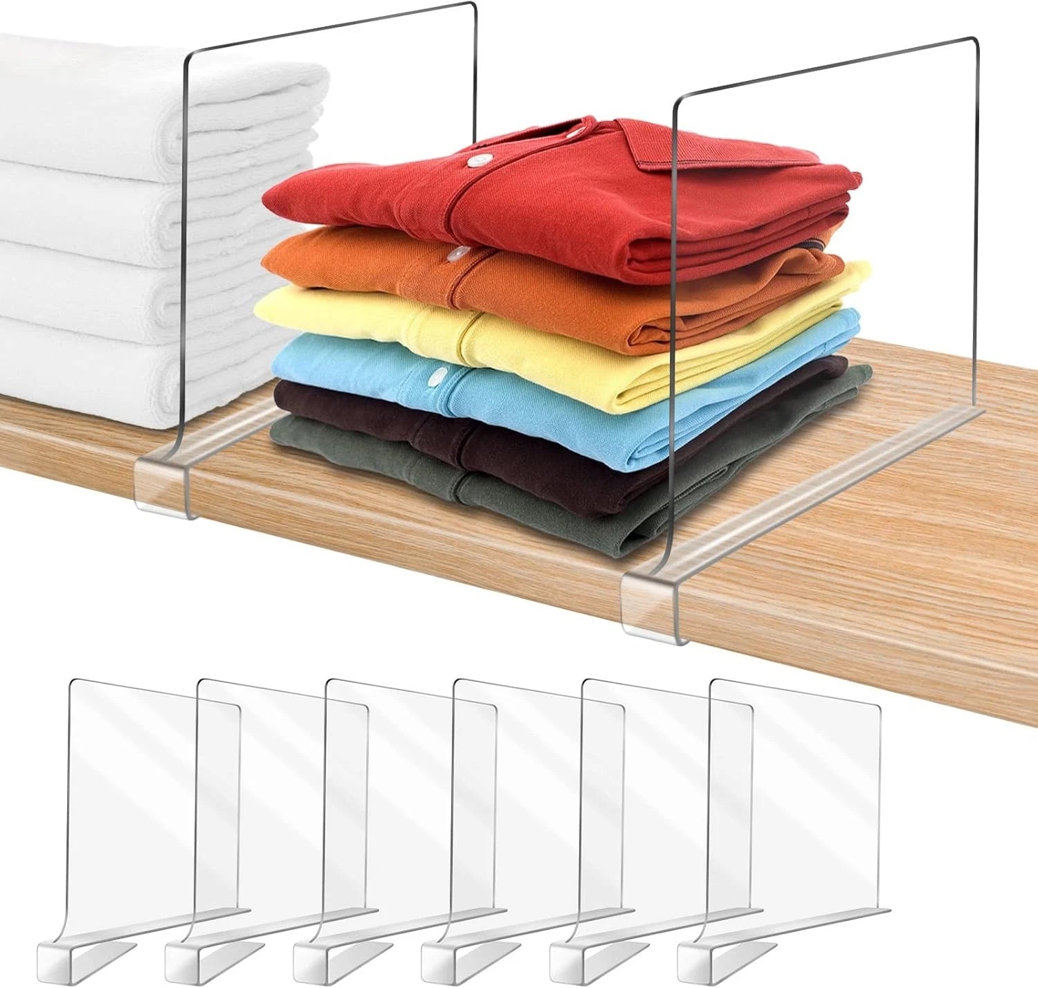 Acrylic wardrobe shelves, set of 6, wardrobe shelves, wardrobe dividers 07FC0E-D4 - KOEEK