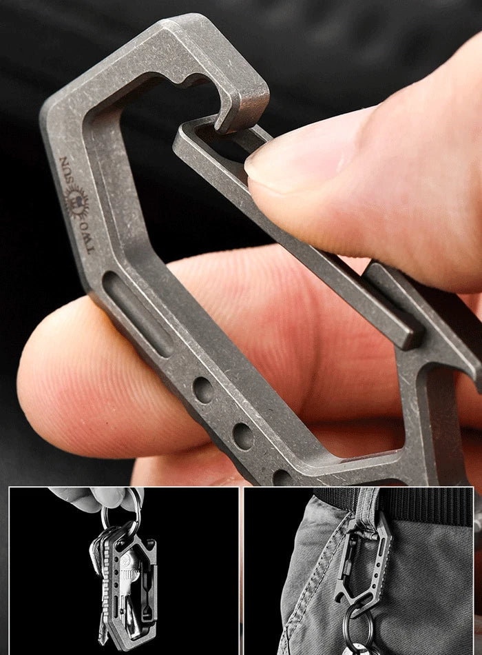 EDC Titanium Keychain Carabiner Car Keys Holder Organizer w/ Bottle Opener Tool 07FC0E-D4 - KOEEK