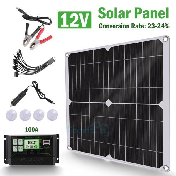 ny 800W Watt Mono Solcellepanel 12V Lading Off-Grid Batteristrøm RV Home Boat Camp