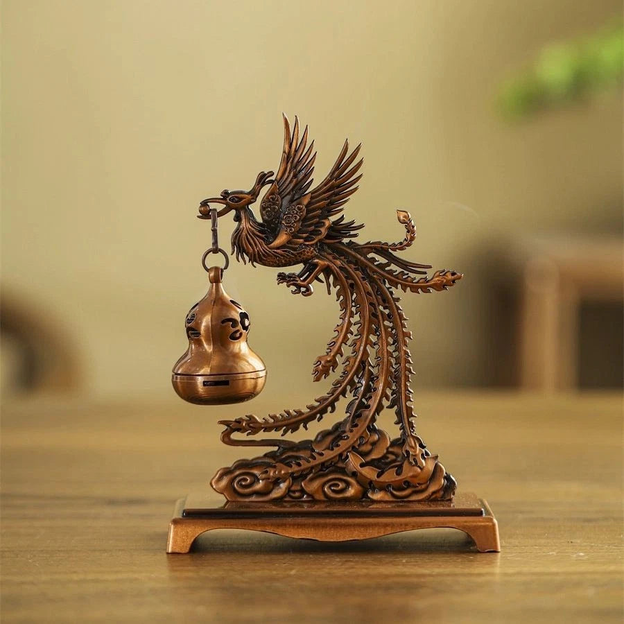 10.6X10.6X14cm Phoenix Hanging Incense Burner Retro Home Aromatherapy Decor 07FC0E-D4 - KOEEK