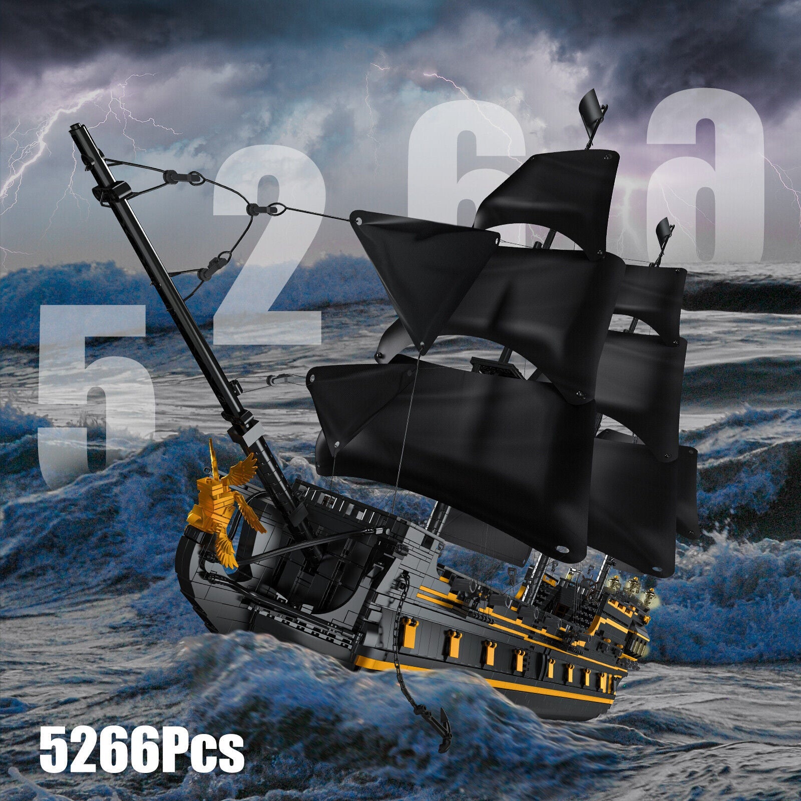 new Mould King 13186 Black Pearl Pirate Ship Boat Clamp Building Block Kit Toy MOC MOULD KING - KOEEK