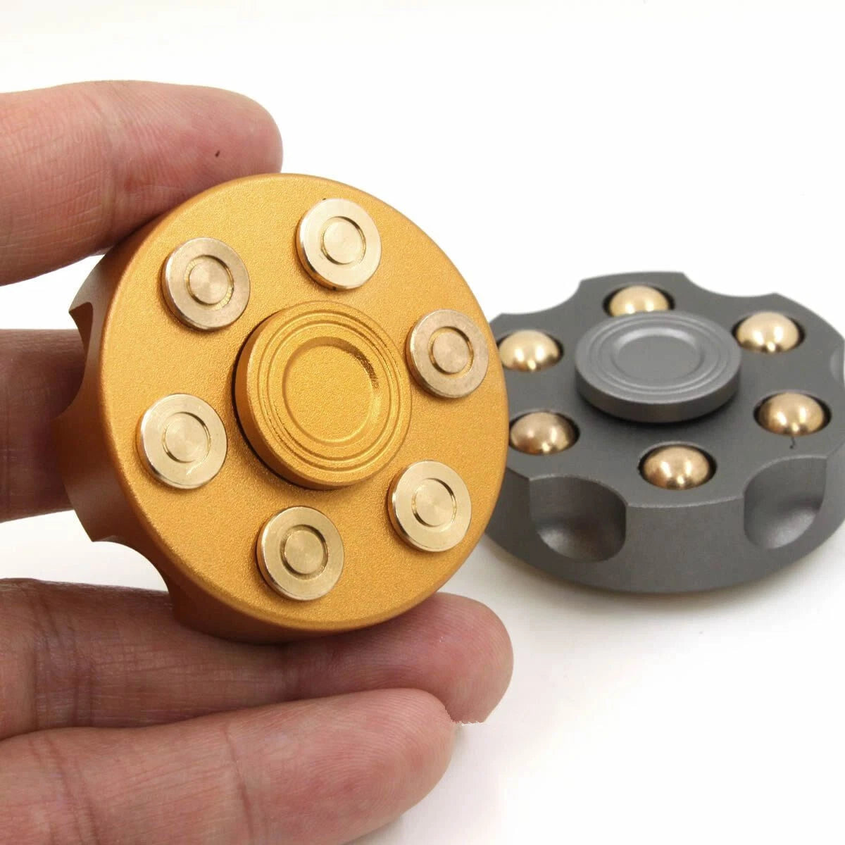 Revolver Finger Spinner Hand Fidget Pocket EDC Toy Spinning Top  Brass Bullet 07FC0E-D4 - KOEEK