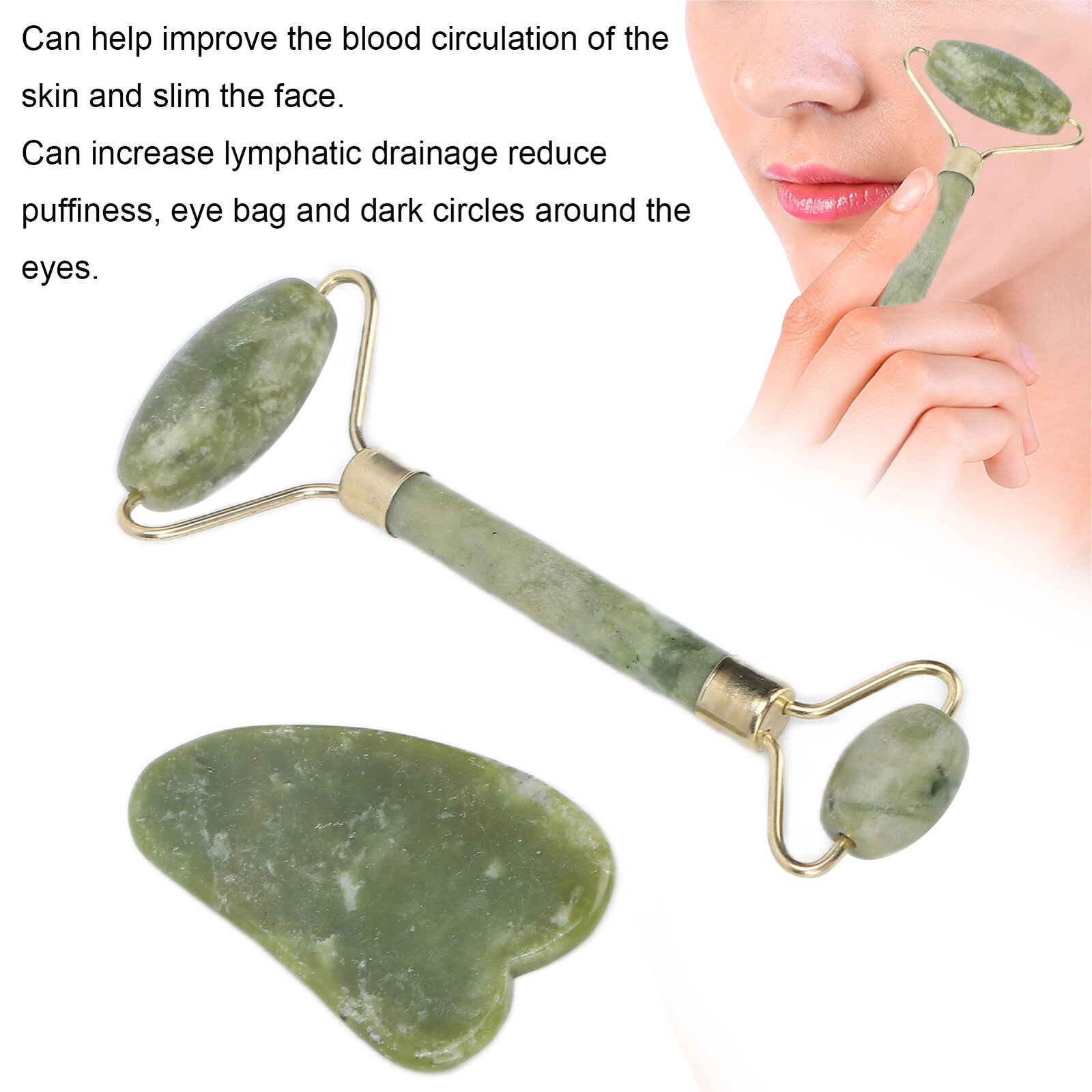 new Jade Roller Face Lifting Slimming Wrinkle Removal Double End Face Massage HGF koeek - KOEEK