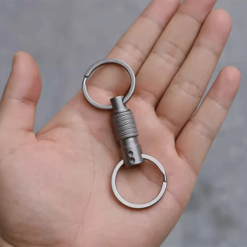 EDC Titanium Quick Release Swivel Key chain Buckle Portable Double w/ Key Rings 07FC0E-D4 - KOEEK