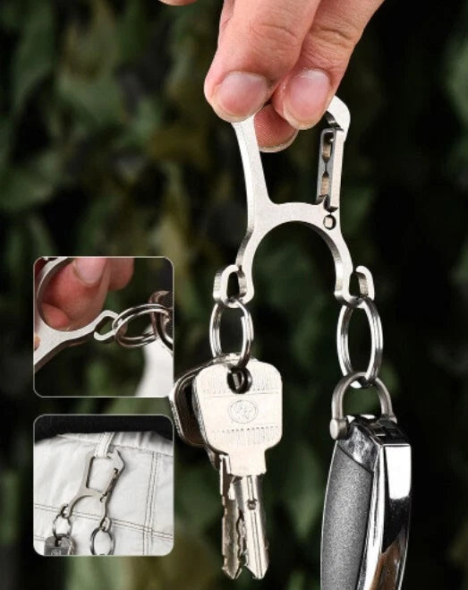 Hot EDC Titanium Alloy Multi Tools Keychain Bottle Opener with Key Ring for Gift 07FC0E-D4 - KOEEK