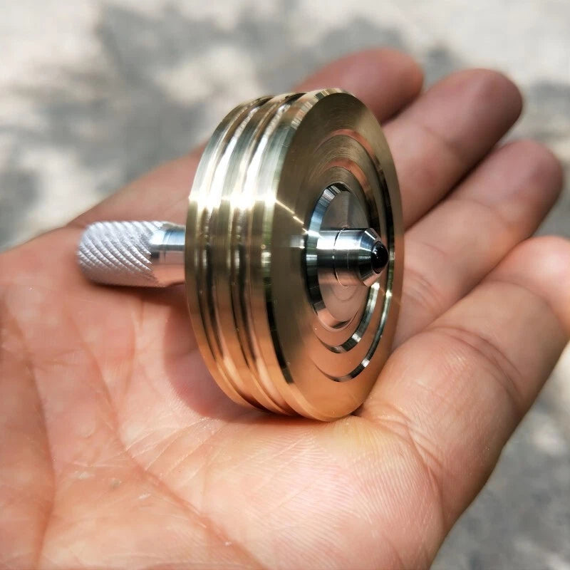 Spinning Top Brass Collar Aluminum Stem Gyroscope Desktop Fidget Toy EDC Gift 07FC0E-D4 - KOEEK