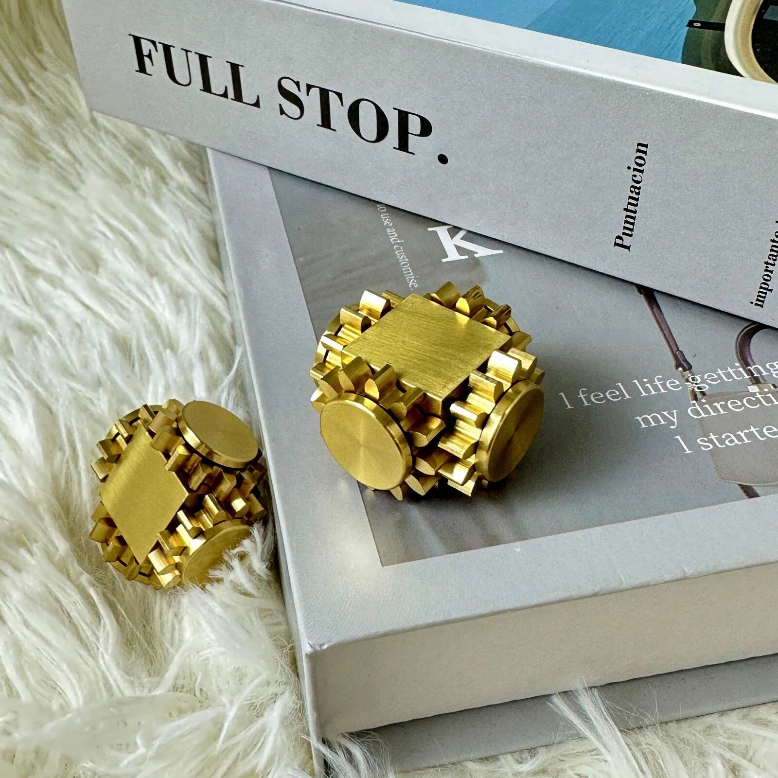 Fidget Spinner Four Gear Cube Brass Gyro Mechanical Fidget Slider EDC Toys Gift 07FC0E-D4 - KOEEK
