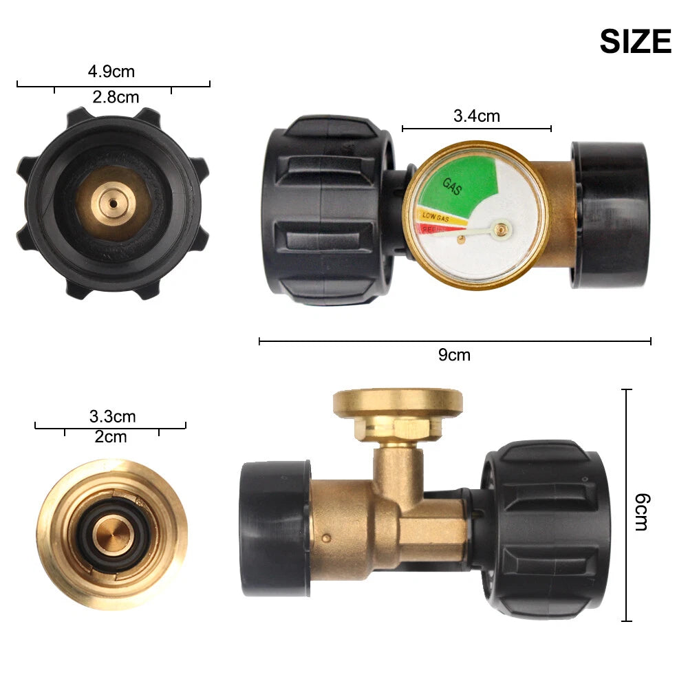 Propane Tank Gauge Brass Adapter RV Pressure Gas Level Meter BBQ Indicator 07FC0E-D4 - KOEEK
