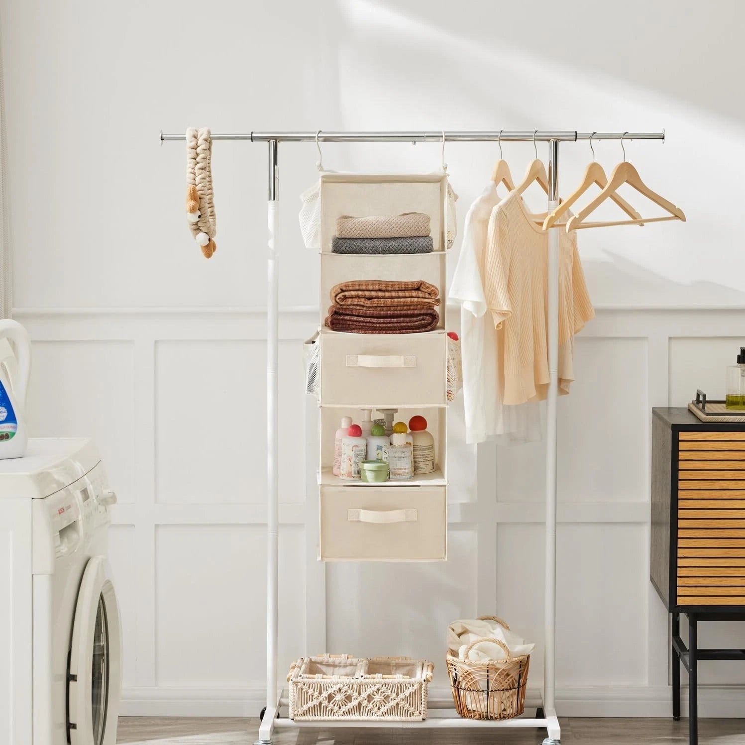 Five-tier hanging wardrobe storage rack, fabric hanging shelf 07FC0E-D4 - KOEEK