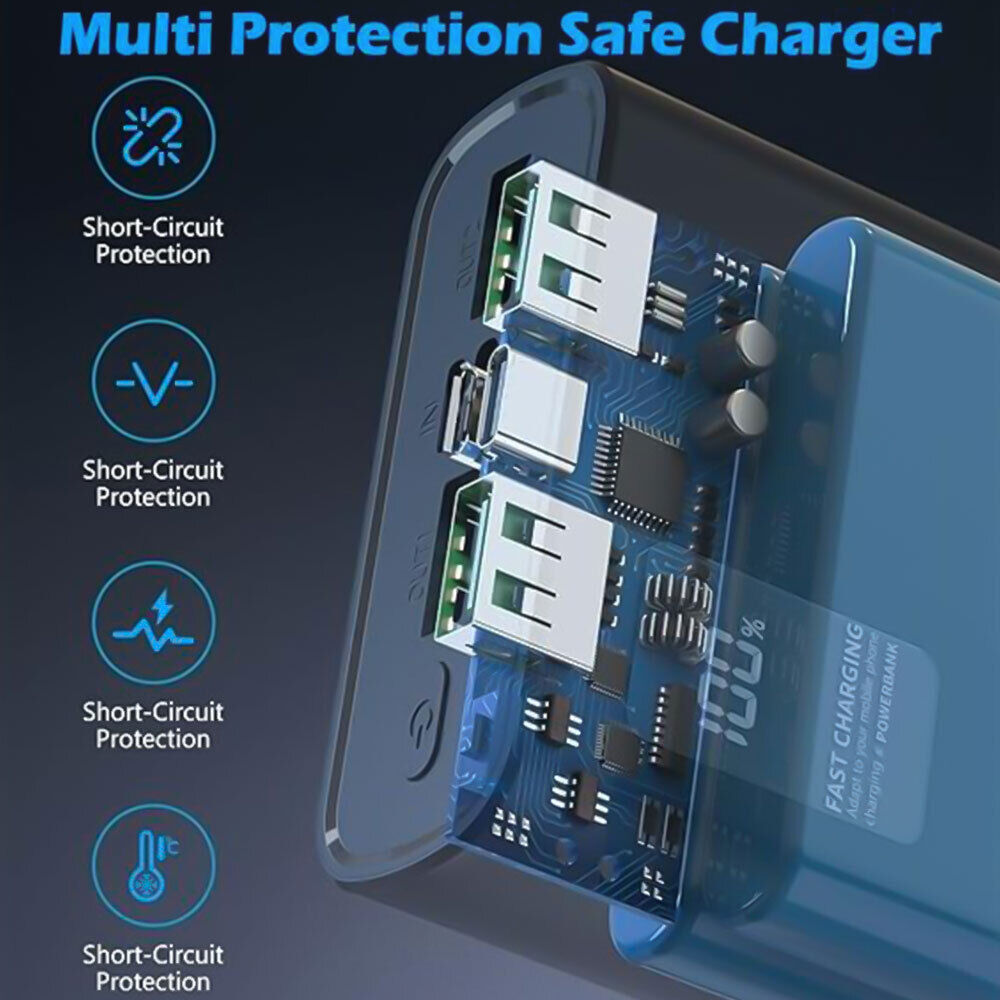 ny 1-2X 30000mAh 66W Power Bank bærbar PD 20W hurtiglader 2USB eksternt batteri