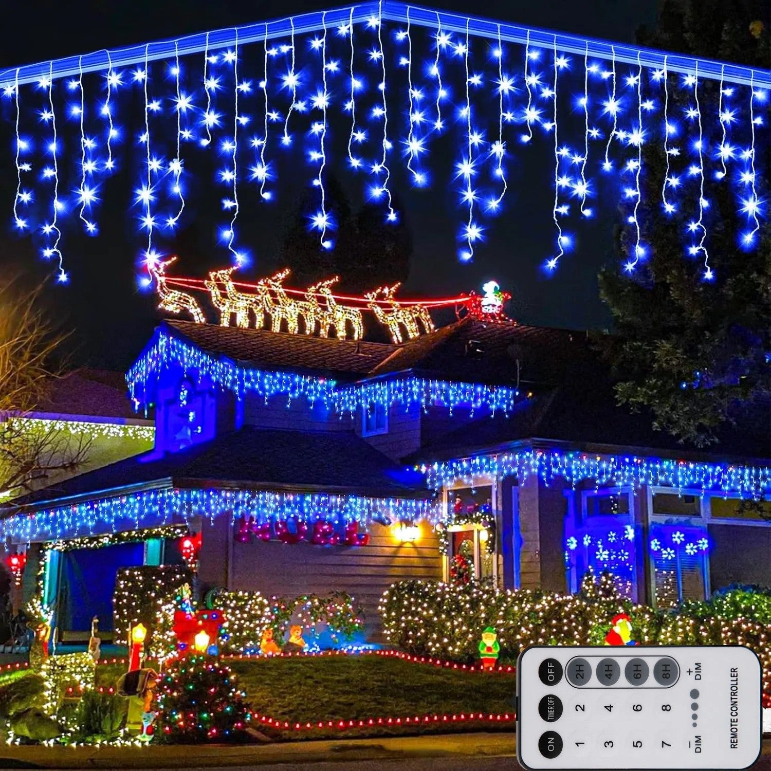 Christmas Lights Outdoor Decorations 96-960 LED 8 Modes Curtain String Light US 07FC0E-D4 - KOEEK