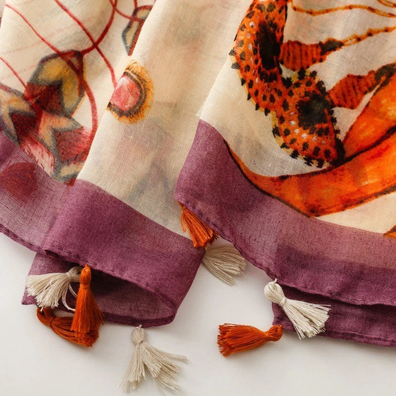 Women Tropical Floral Garden Stole Scarf Summer Spring Soft Neckerchief Shawl 07FC0E-D4 - KOEEK