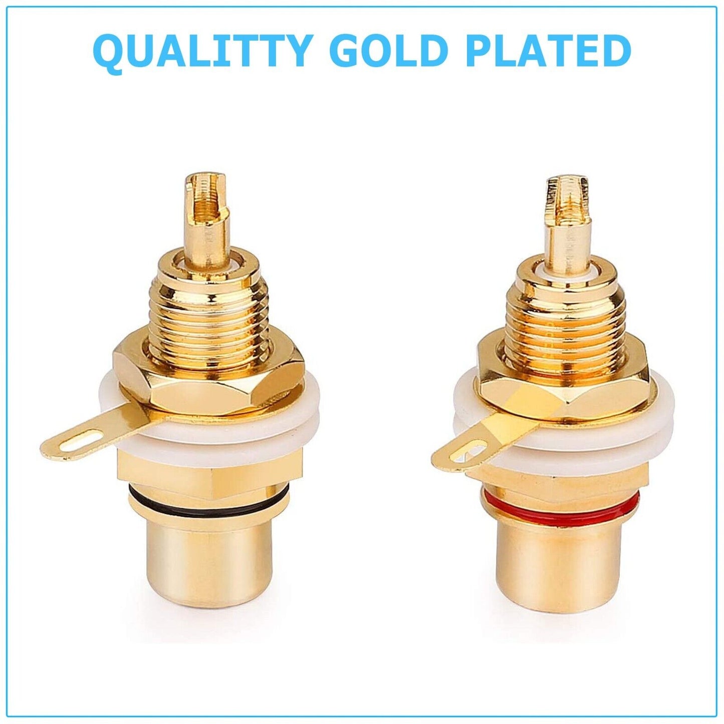 10 Pcs RCA Female Chassis Panel Mount Jack Socket Connector 24K Gold Plated USA