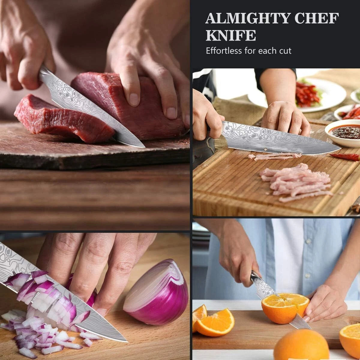 8-Inch Ultra-Sharp Professional Chef's Knife with Finger Guard and Sharpener 07FC0E-D4 - KOEEK