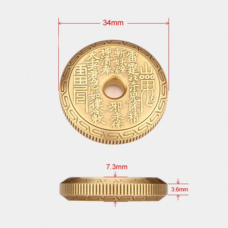 Solid Brass Fidget Slider Clicker  Coin Tai Chi Haptic for Adult EDC Toy 07FC0E-D4 - KOEEK