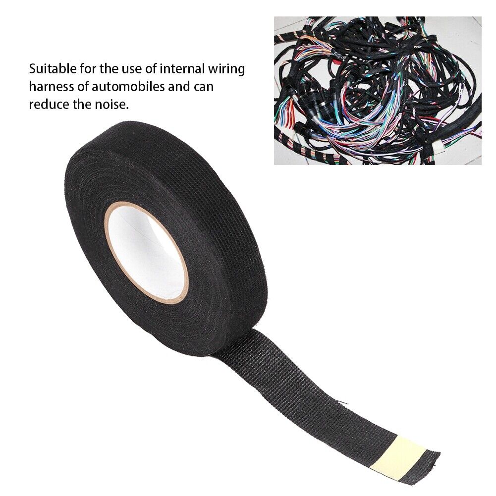 new 15mx19mm Cloth Adhesive Black Tape Insulation Wiring Harness For Car Tool koeek - KOEEK