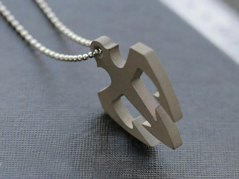 EDC TC4 Titanium Alloy Trident Necklace Keychain Pendant Lanyard Bead DIY Tool EDC - KOEEK