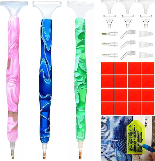 ny 3 stk Diamond Painting Pen, Håndlavet Resin Purple Drill Point Pen til 5D DIY Dia