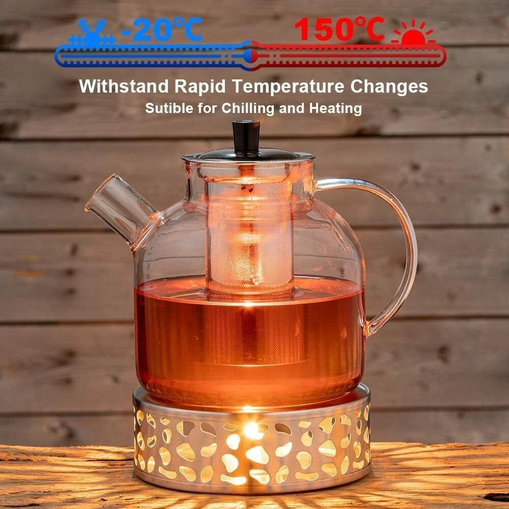 1500ml(50oz) Glass Teapot with Removable Infuser, Stovetop Safe Large Tea Pot 07FC0E-D4 - KOEEK