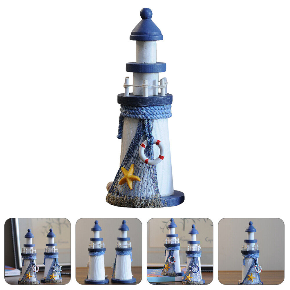 nye Lighthouse Marine Wooden Desktop Decor Home Beach Themed Statue Office