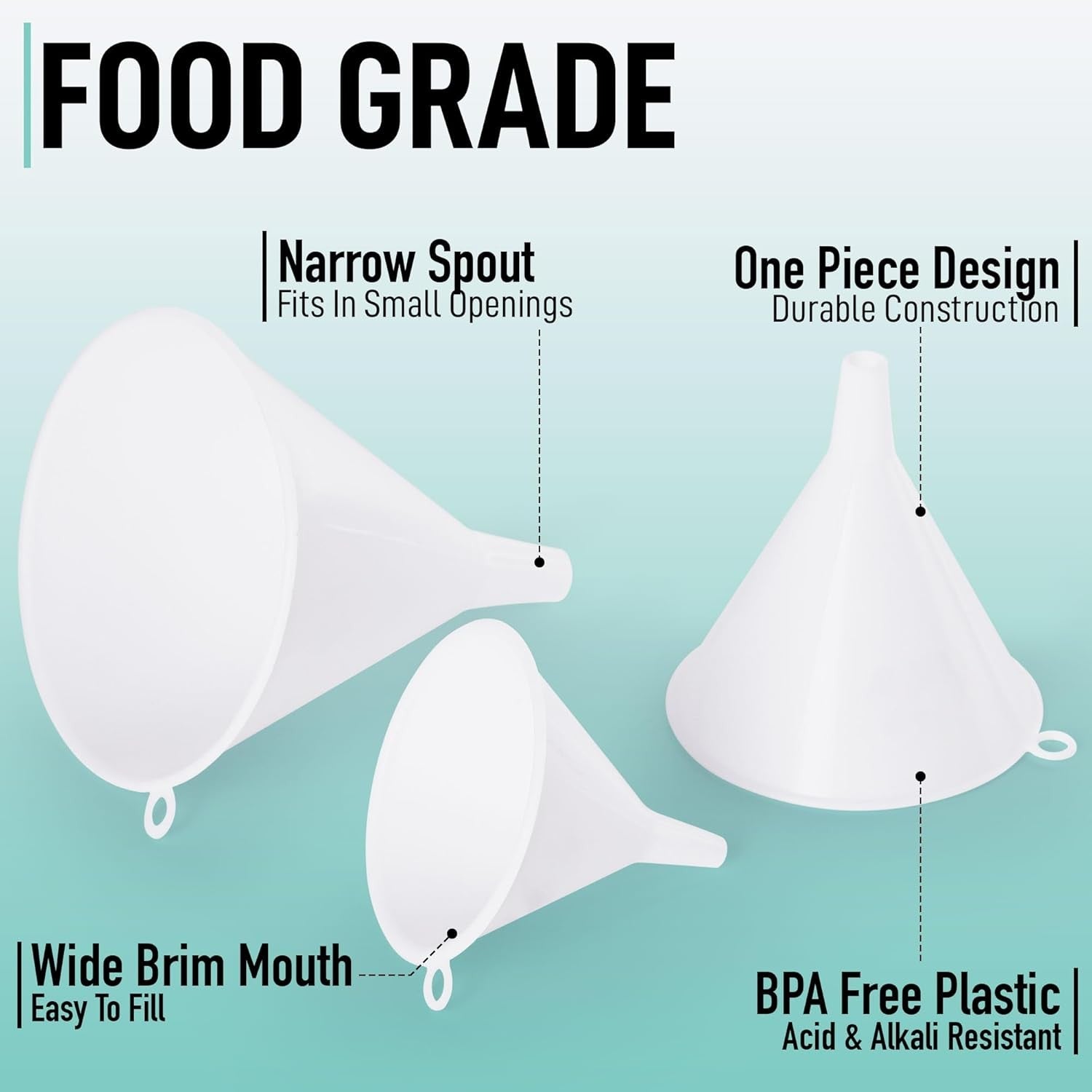 new Zulay 3-Pieces Plastic Funnel Set - Large, Medium, and Small Kitchen White 07FC0E-D4 - KOEEK