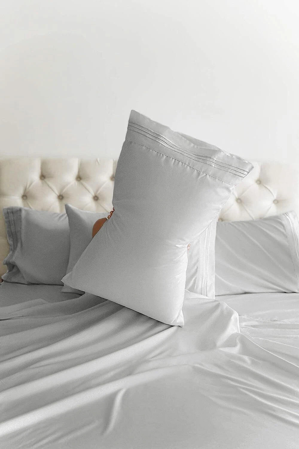 Queen 6 Piece Sheet Set -Breathable, soft and wrinkle resistant -French Gray 07FC0E-D4 - KOEEK