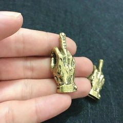 Brass Hand Middle Finger Up Keychain Pendant Trinket Hanging Jewelry Ornament 07FC0E-D4 - KOEEK