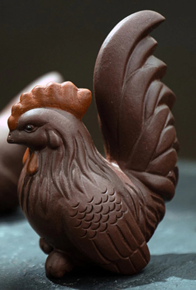 Yixing Handmade Sculpture Purple Clay Tea Pet Chicken Model Statue Tea Decors 07FC0E-D4 - KOEEK