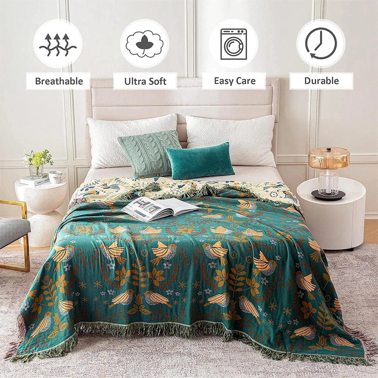 Bohemian Bed Blanket -  Cotton Super Soft Rustic Comforter 07FC0E-D4 - KOEEK