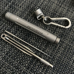 EDC Outdoor Key Titanium TC4 Multi Tools Set Holder Toothpick Tweezers Earpick EDC - KOEEK