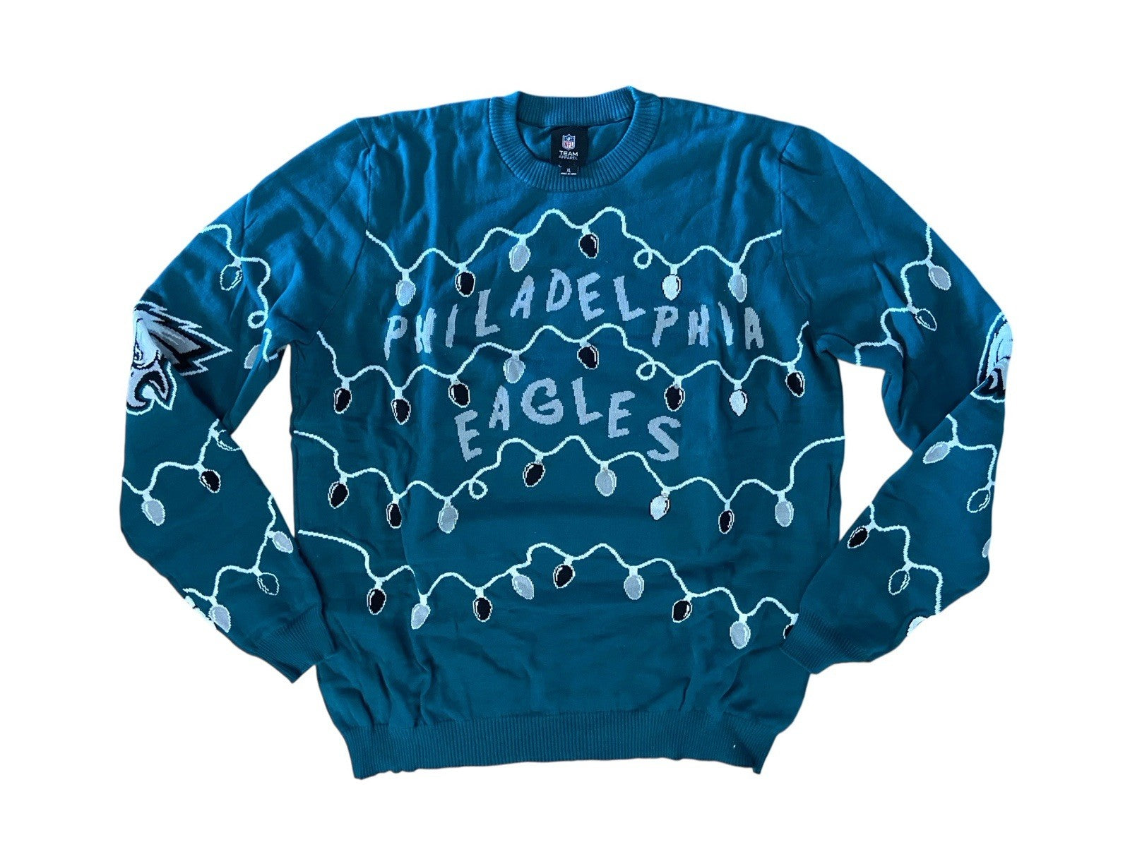 Philadelphia Eagles LED Light-Up Ugly Christmas Sweater Size XL NFL Team Apparel 07FC0E-D4 - KOEEK