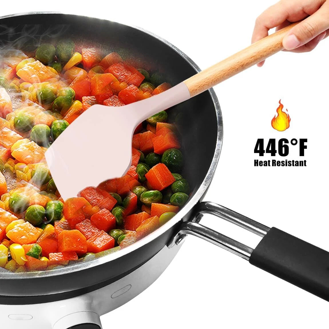 Silicone Cooking Utensils Set - 446°F Heat Resistant Silicone Kitchen Utensils 07FC0E-D4 - KOEEK