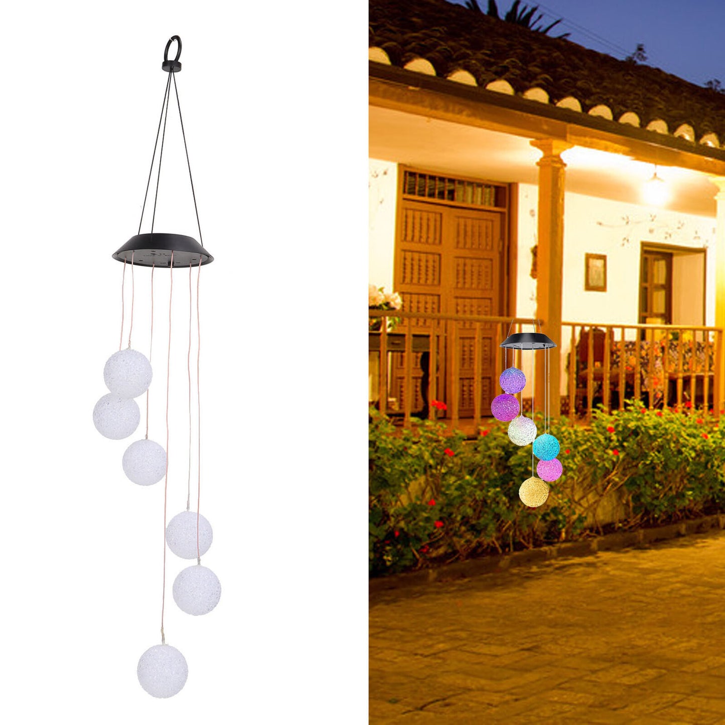 new Solar Crystal Ball Wind Chimes Light 100LM IP45 Waterproof Decorative Lamp For I koeek - KOEEK