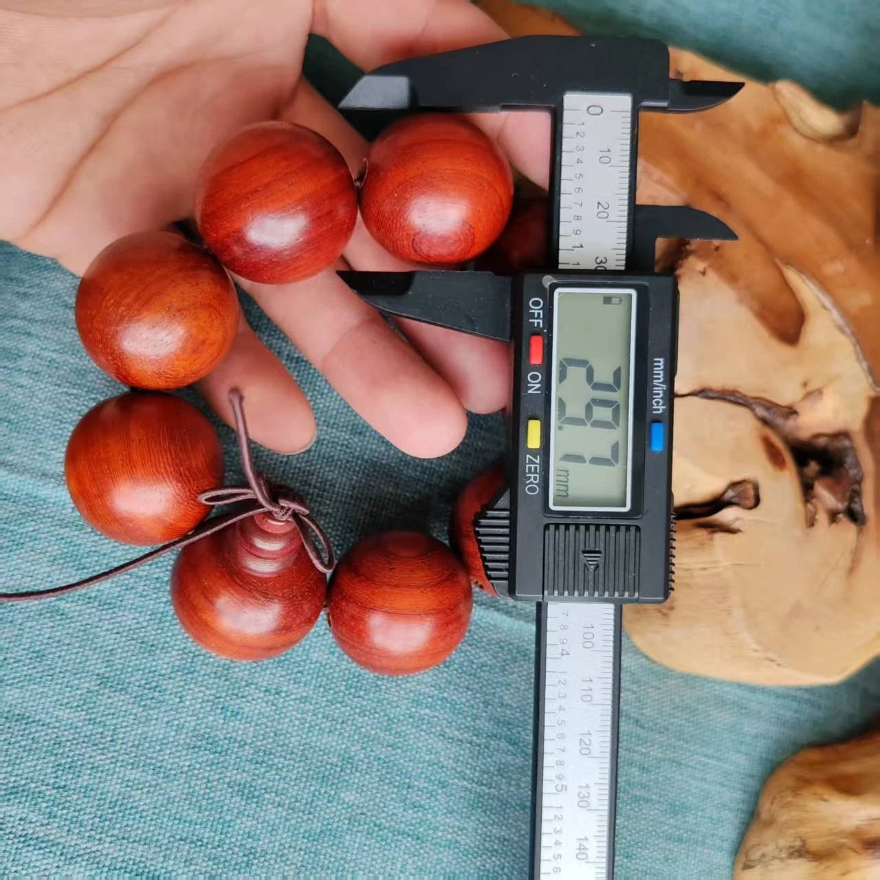 30mm Natural Red Rosewood Buddhist Prayer Beads Blessing Bracelet Accessory Gift 07FC0E-D4 - KOEEK