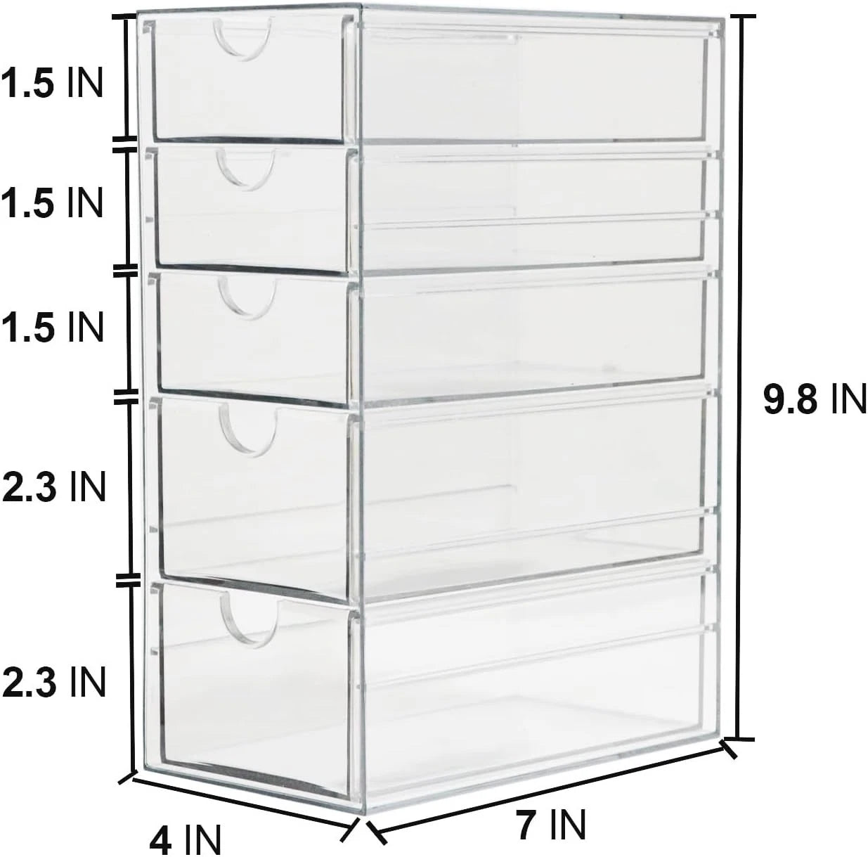 Plastic drawer storage box with 5 different sizes of drawers 07FC0E-D4 - KOEEK