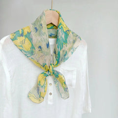 Womens  Linen Floral Print Necktie Bandana Thin Neckerchief Scarf Accessory 07FC0E-D4 - KOEEK