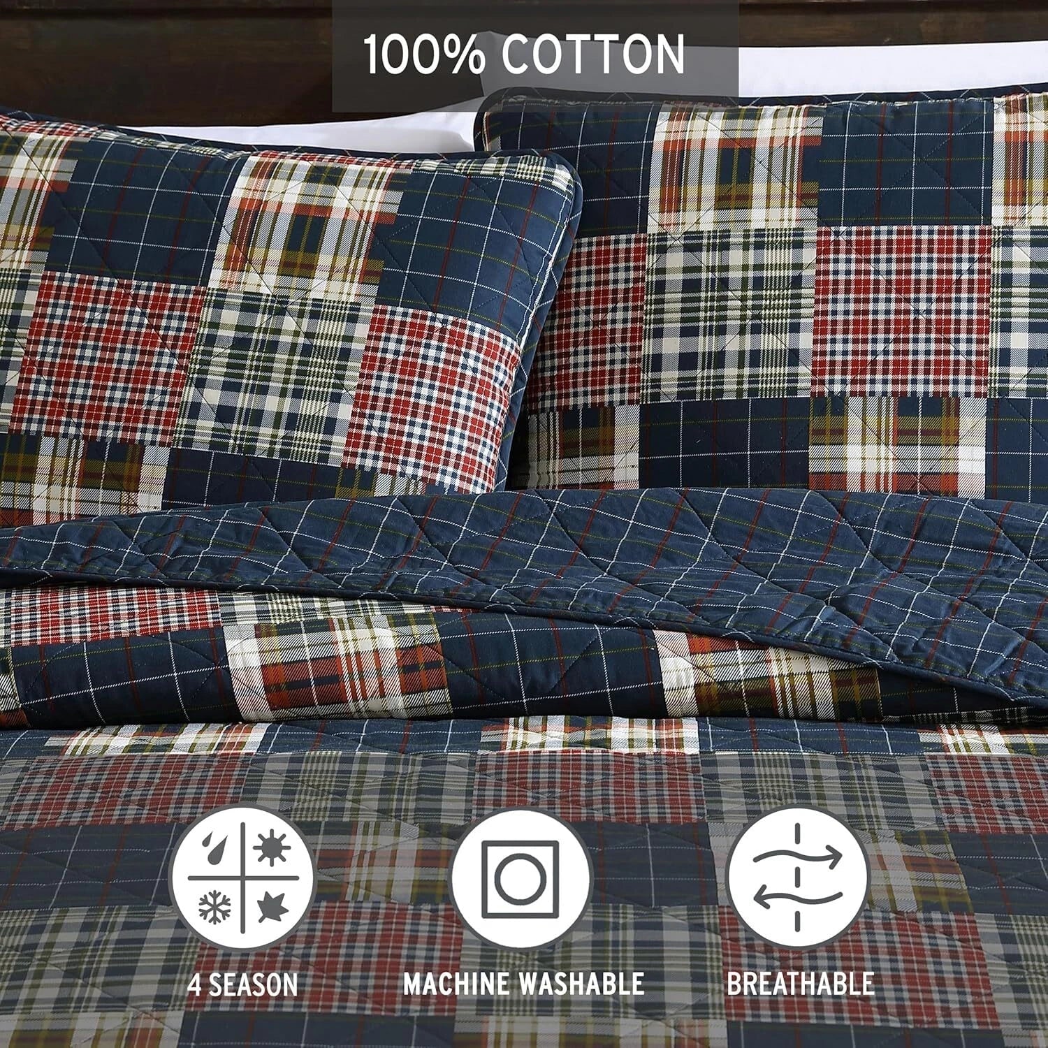 Twin Duvet Cover, Cotton Reversible Bedding with Matching Shams, All Seasons 07FC0E-D4 - KOEEK