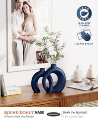 Blue Vase Set (2 pieces) -Suitable for living room coffee tables and bookshelves 07FC0E-D4 - KOEEK