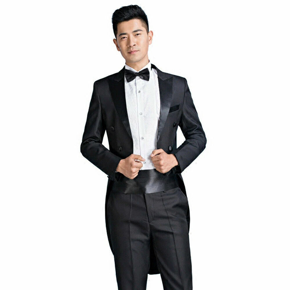 Tuxedo Morning Tailcoat Men Jacket Pants Suit Outfit Evening Tails Frock Coat 07FC0E-D4 - KOEEK