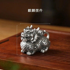 32mm Solid Qilin Tea Pet Handheld Carved Ornament Creative Gift 07FC0E-D4 - KOEEK