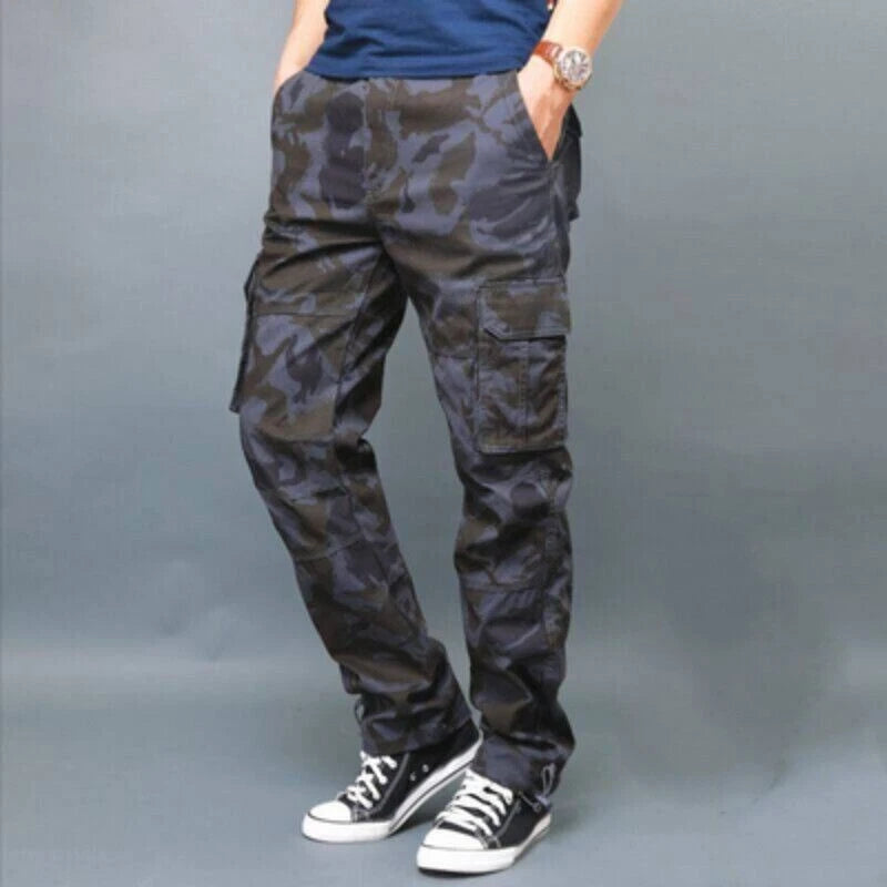 Cargo Pants Multi Pocket Men's Loose Straight Casual Pants Outdoor Pure Cotton 07FC0E-D4 - KOEEK