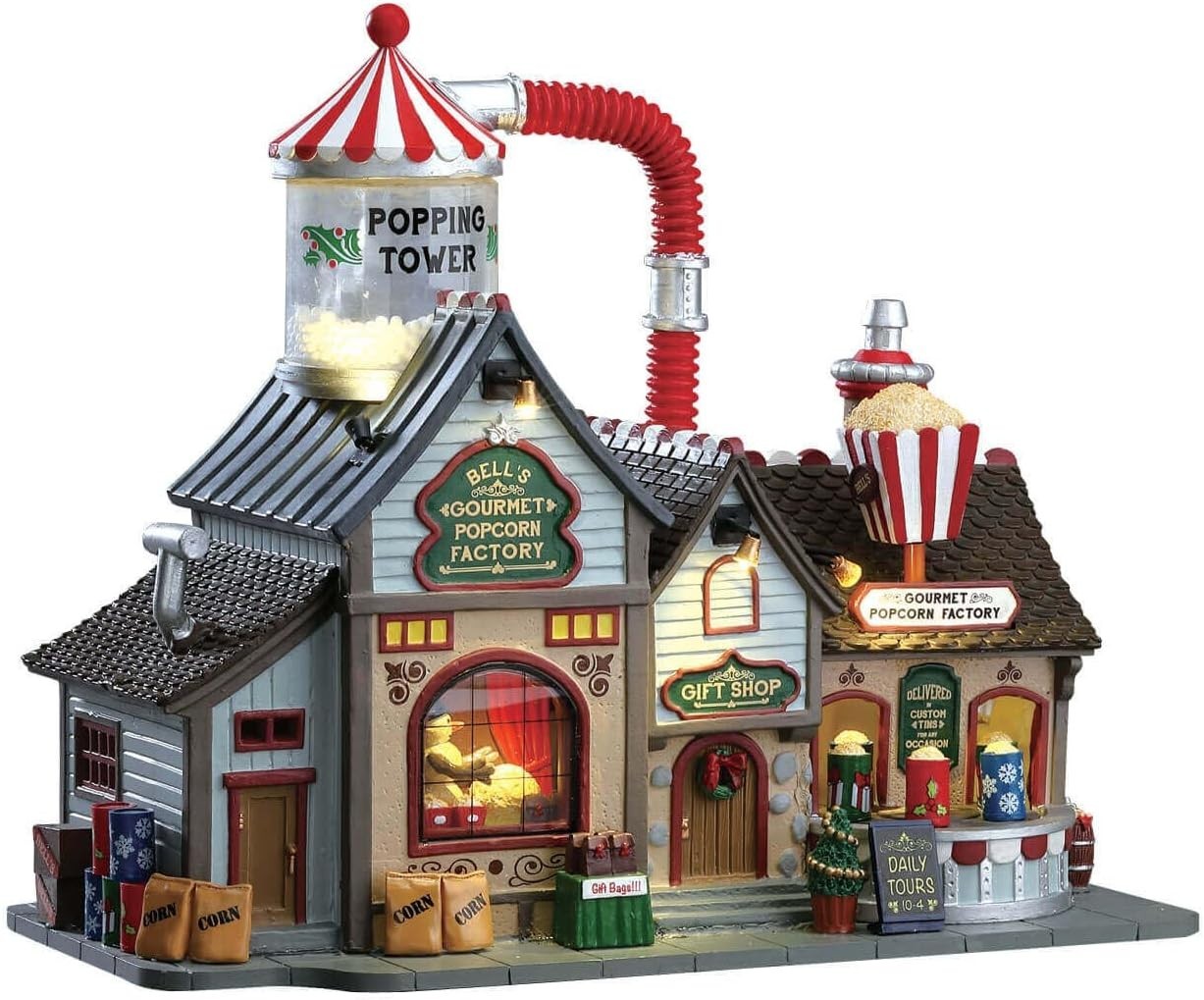 Lemax Christmas Village Bell's Gourmet Popcorn Factory #75188 Motion Music Light LEMAX - KOEEK