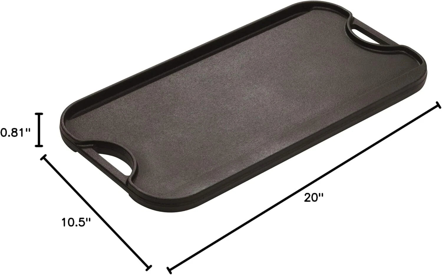 Cast Iron Reversible Grill/Griddle, 20-inch x 10.44-inch, Black 07FC0E-D4 - KOEEK