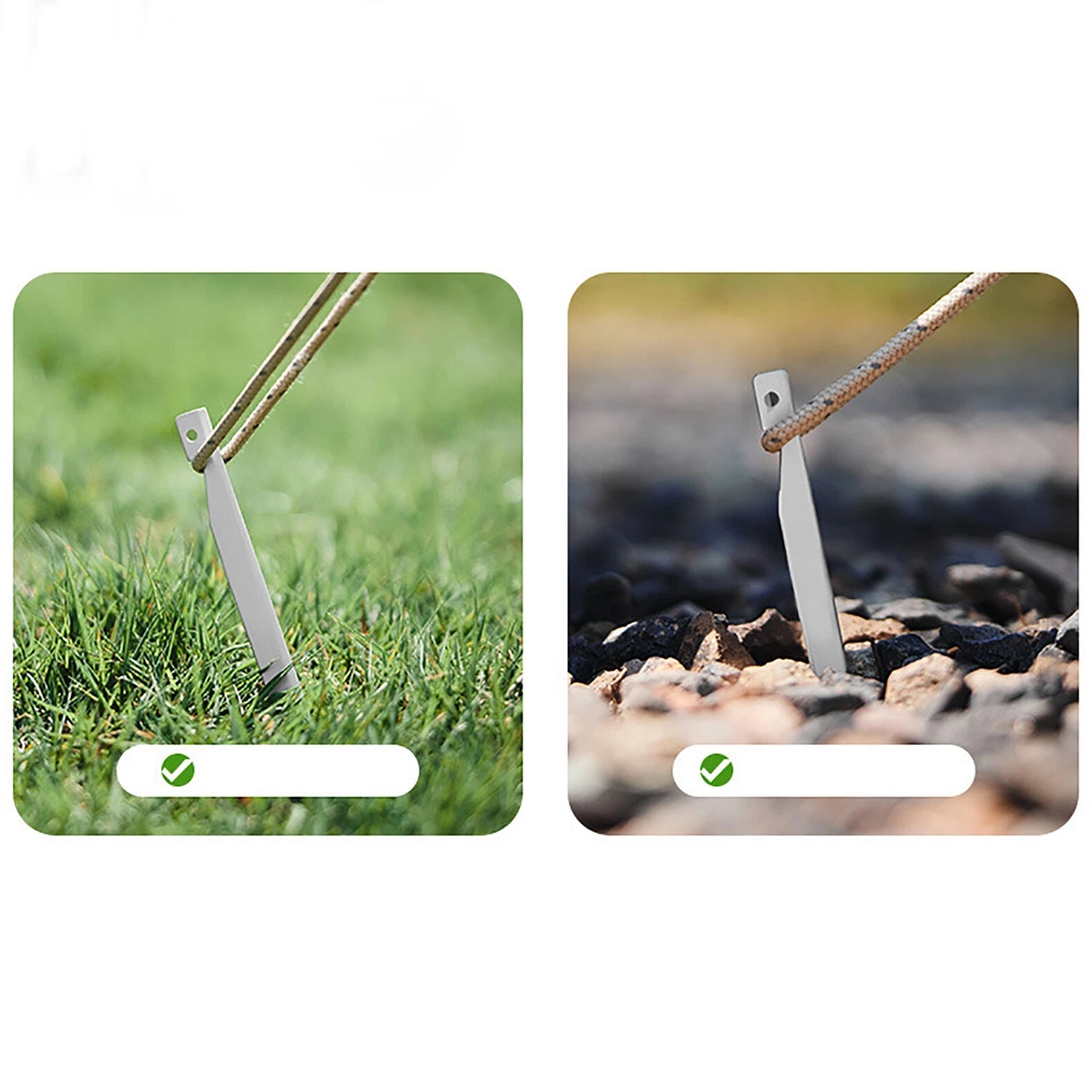 4PC silver Tent Stakes Peg Camping Outdoor aluminium Metal Nail Rope V Pull Hook 07FC0E-D4 - KOEEK