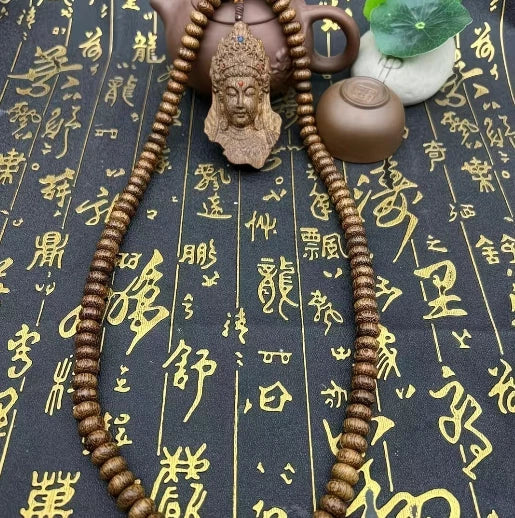 8mm*108 Natural Wood Prayer Beads Necklace KWAN-YIN Buddha Pendant Blessing 07FC0E-D4 - KOEEK