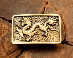 40mm Fashion Men's Luxury Pure Brass Zodiac Dragon Leather Belt Buckle Width 07FC0E-D4 - KOEEK